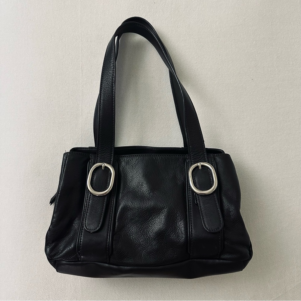 Worthington Black Leather Bag with Silver Hardware